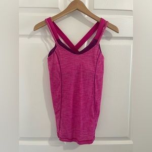 EUC Lululemon Magenta Double Layer Strappy Tank with Shelf Bra.